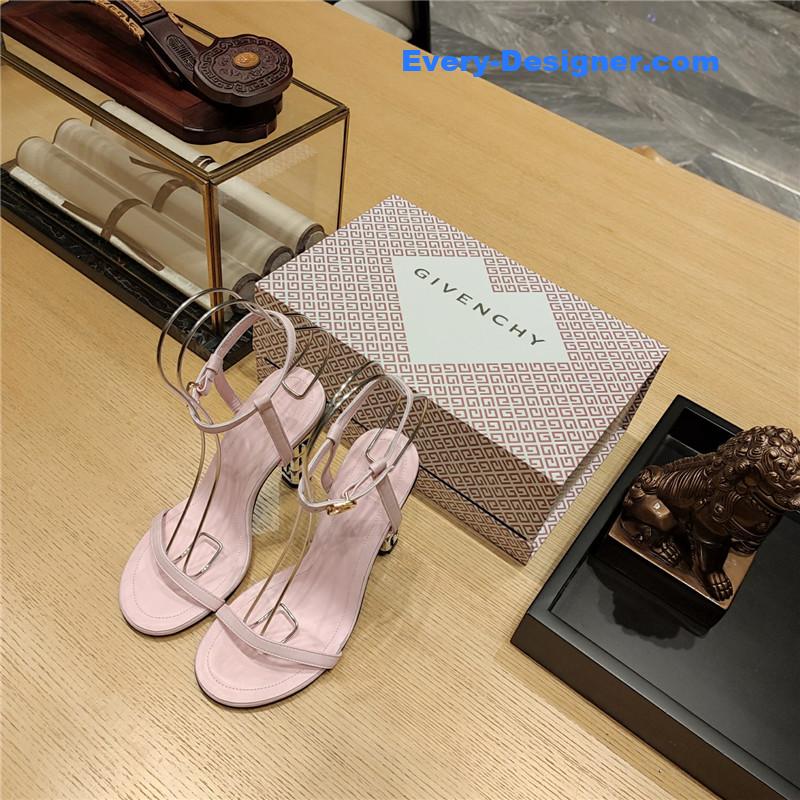 Givenchy G Cube Heeled Sandals in Pink Lambskin