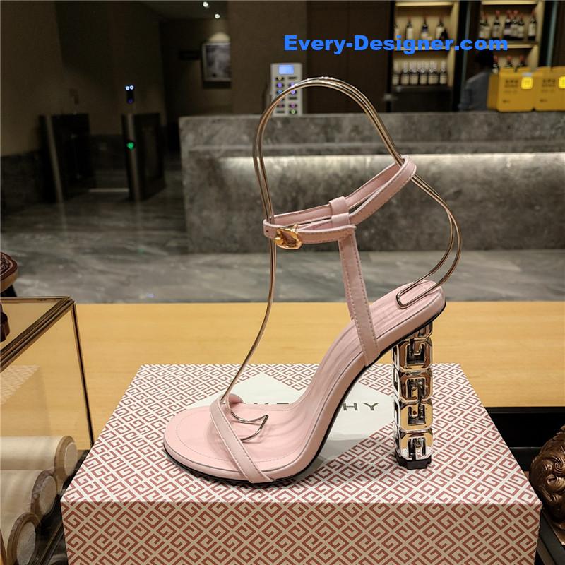 Givenchy G Cube Heeled Sandals in Pink Lambskin