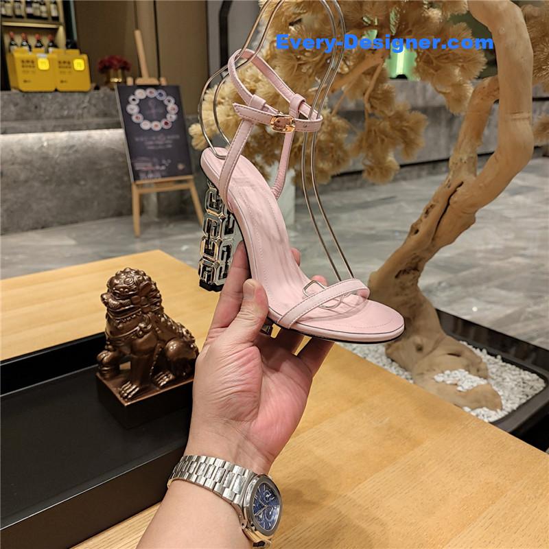 Givenchy G Cube Heeled Sandals in Pink Lambskin