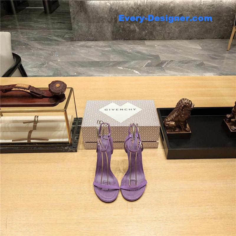Givenchy G Cube Heeled Sandals in Purple Lambskin