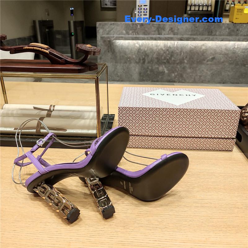 Givenchy G Cube Heeled Sandals in Purple Lambskin