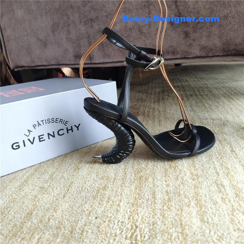 Givenchy Triple Toe Horn Slingbacks Black Leather