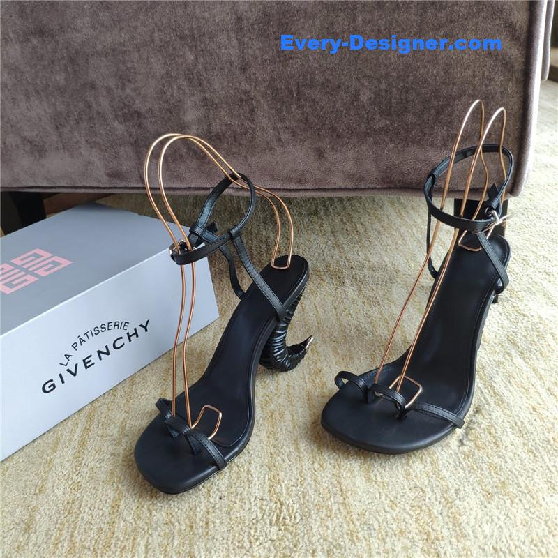 Givenchy Triple Toe Horn Slingbacks Black Leather