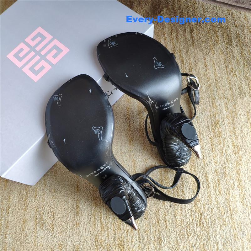 Givenchy Triple Toe Horn Slingbacks Black Leather