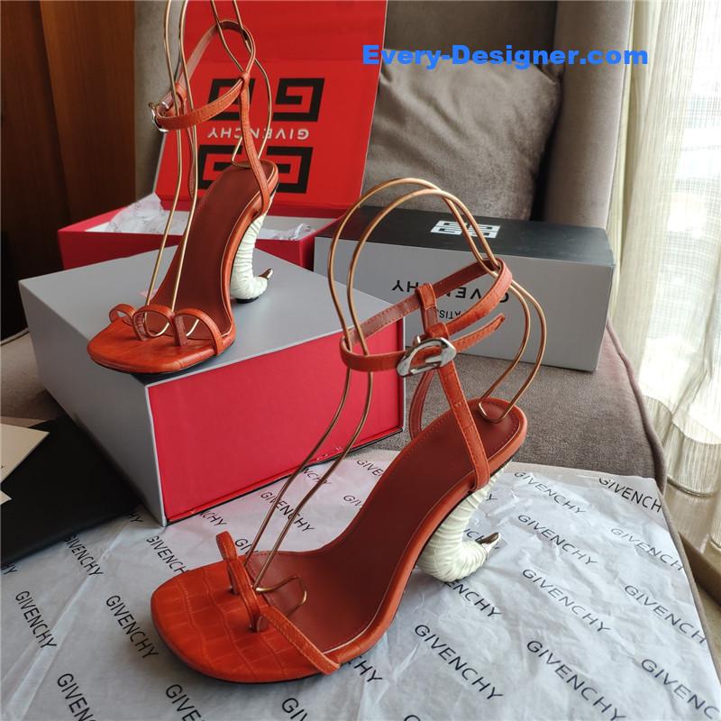 Givenchy Triple Toe Horn Slingbacks Red and White