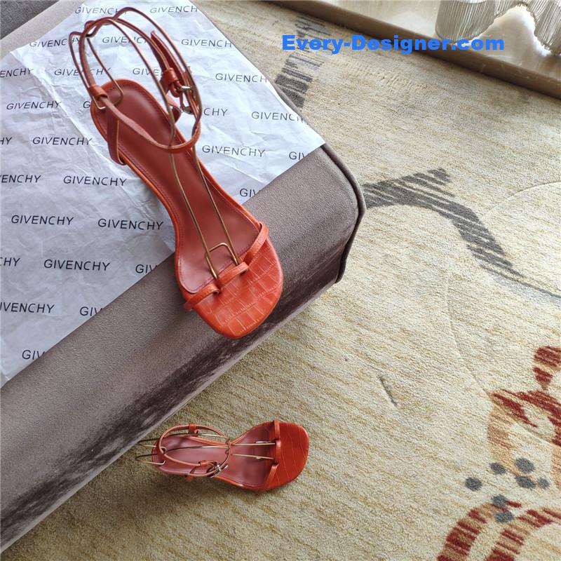 Givenchy Triple Toe Horn Slingbacks Red and White