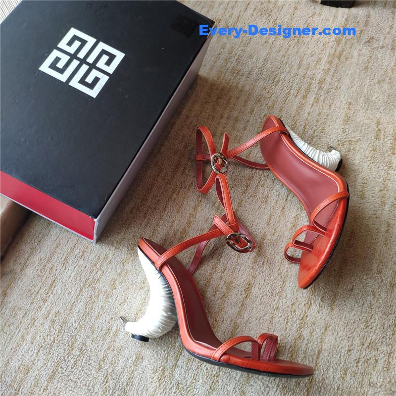 Givenchy Triple Toe Horn Slingbacks Red and White