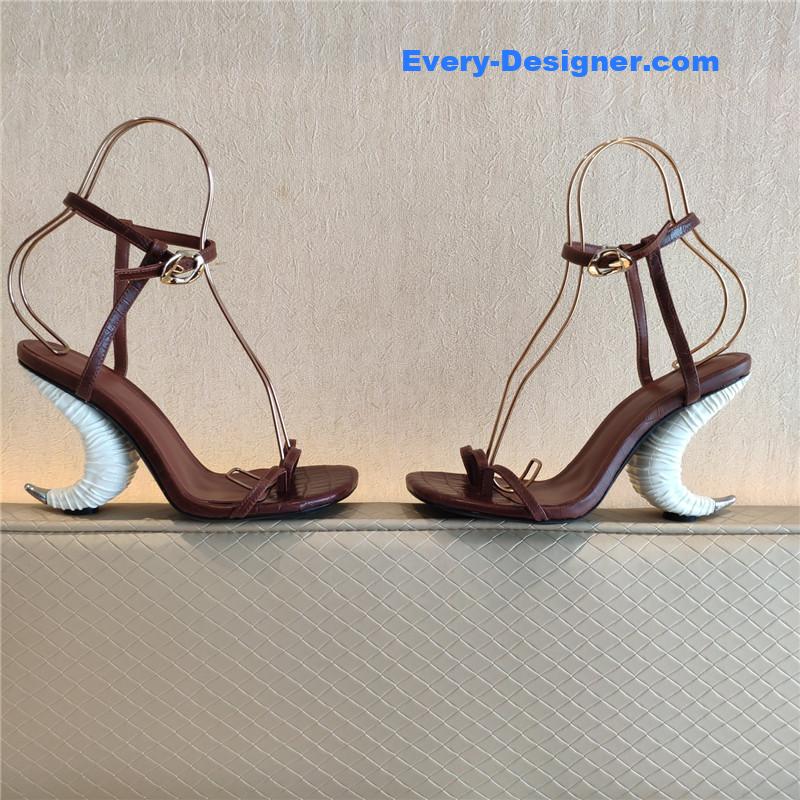 Givenchy Triple Toe Horn Slingbacks Brown and White