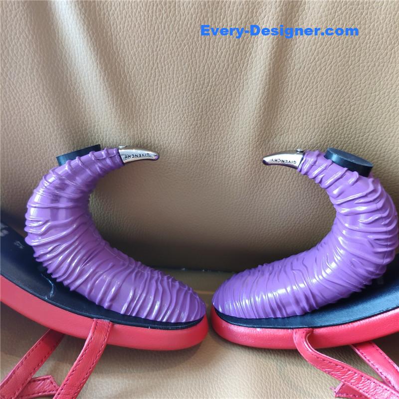 Givenchy Triple Toe Horn Slingbacks Red and Purple