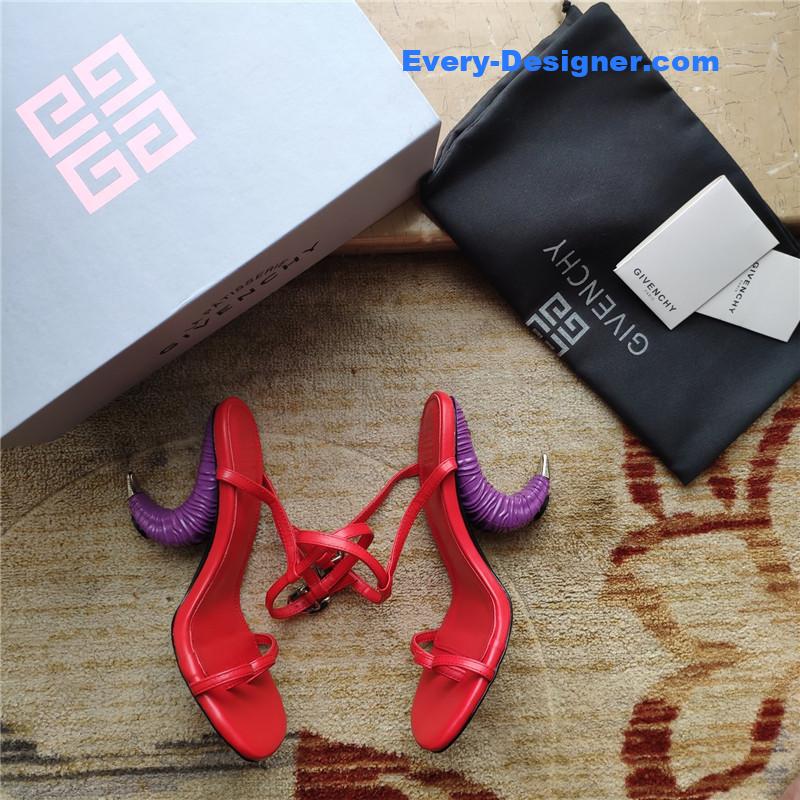 Givenchy Triple Toe Horn Slingbacks Red and Purple