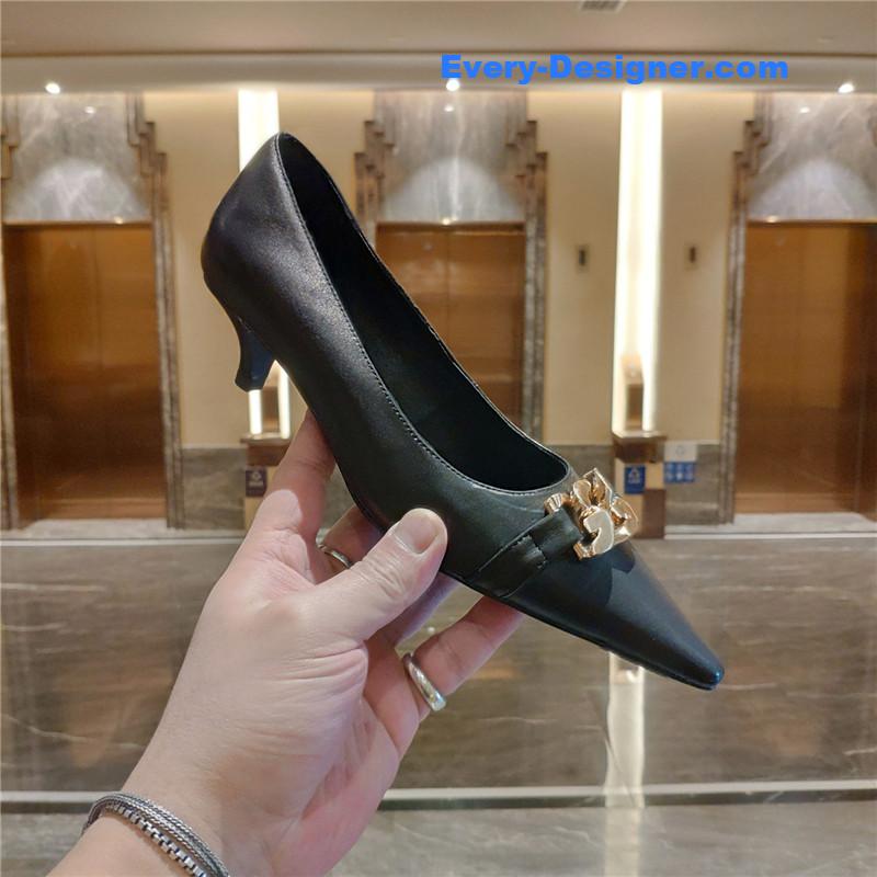 Givenchy Chain Pointed Low Heel Pumps Black Leather