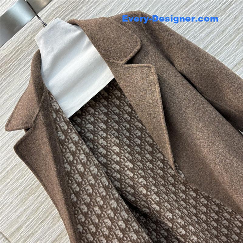 D10r logo jacquard lapel wool cashmere coat replicas clothes