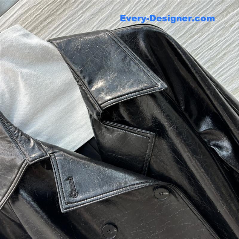 D10r lapel double-breasted leather trench coat replica d&g clothing