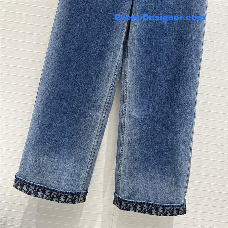 D10r old flower hem denim trousers replica clothes