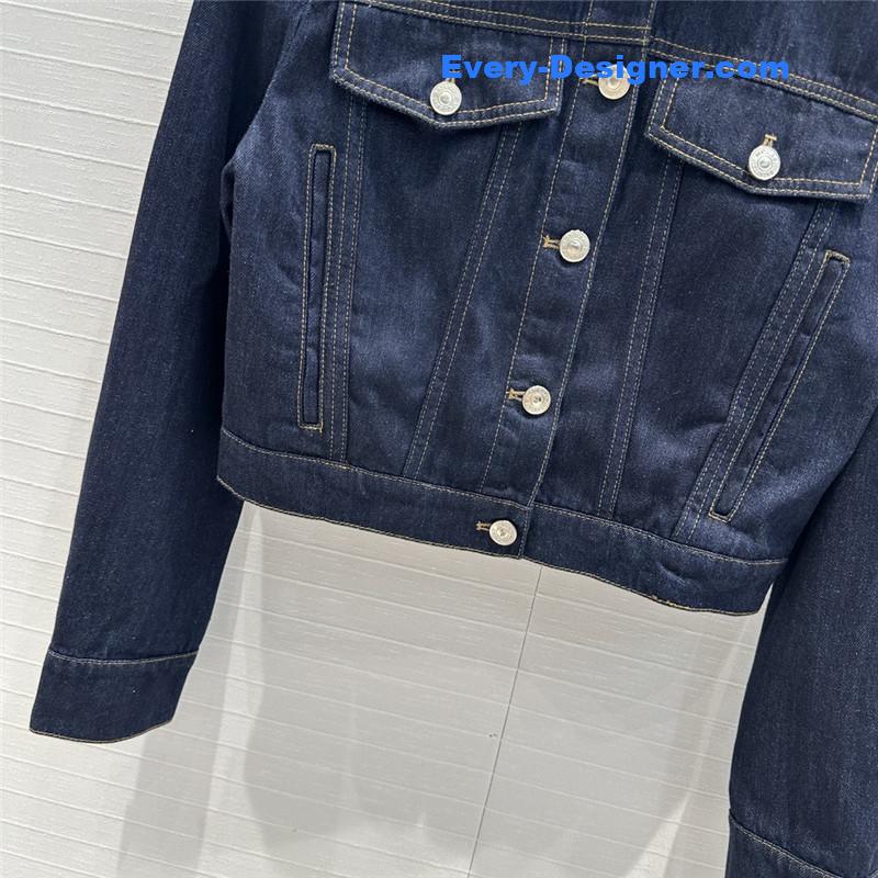 a1exa*der Mcqv*en lace-up shoulder denim jacket replicas clothes