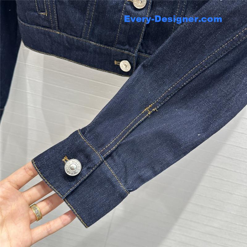 a1exa*der Mcqv*en lace-up shoulder denim jacket replicas clothes