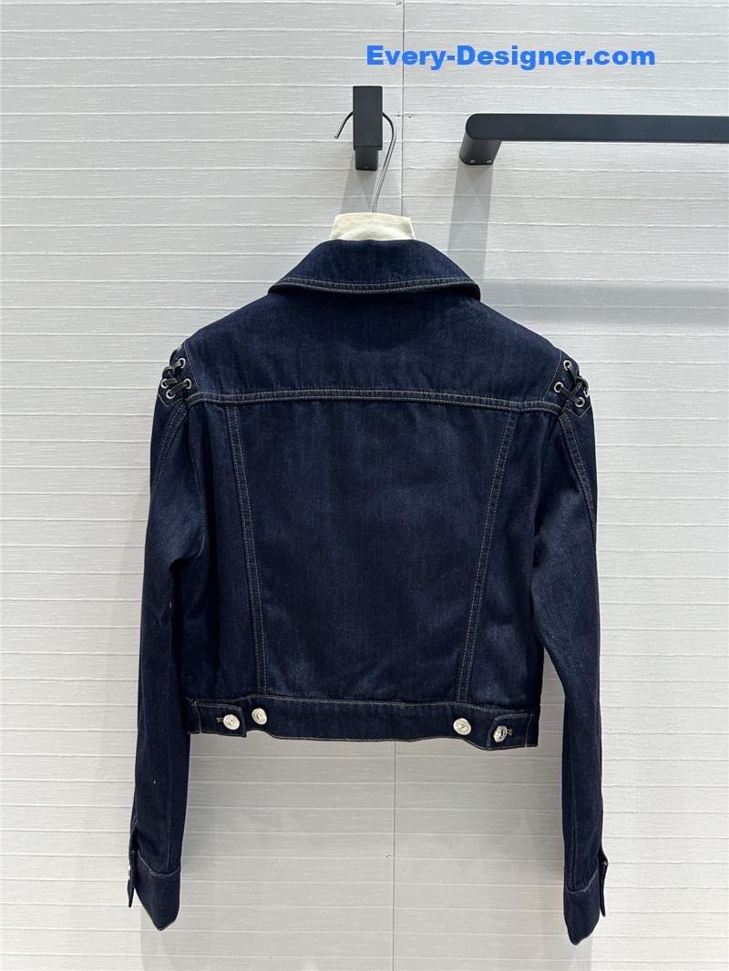 a1exa*der Mcqv*en lace-up shoulder denim jacket replicas clothes