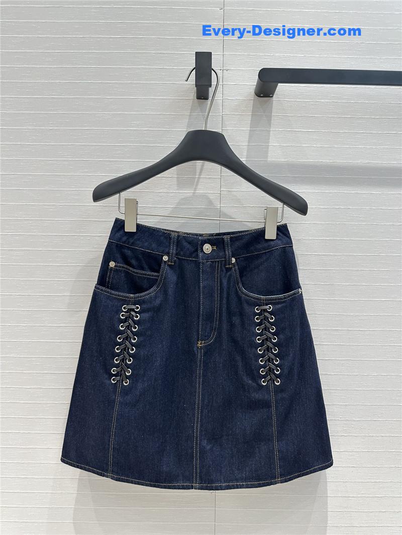 a1exa*der Mcqv*en lace-up denim skirt replica clothes