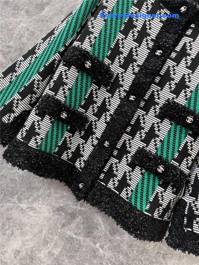 Ch**el color block knitted cardigan jacket replica d&g clothing