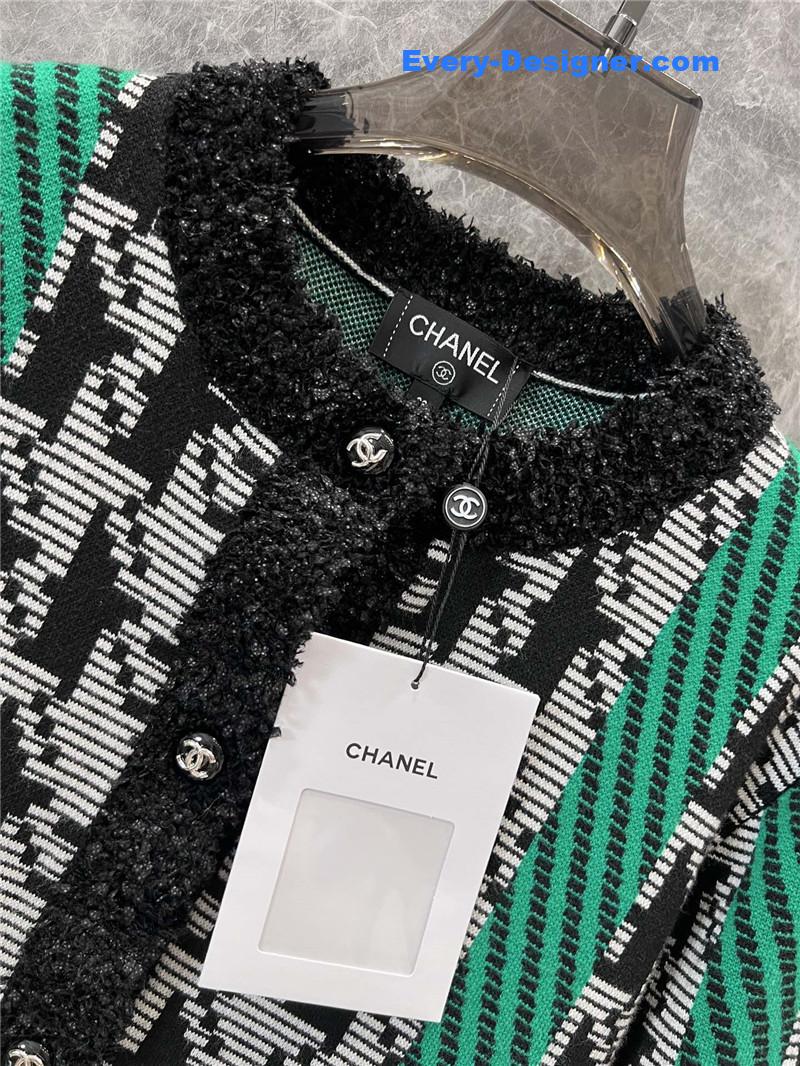 Ch**el color block knitted cardigan jacket replica d&g clothing