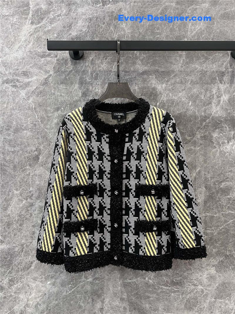 Ch**el color block knitted cardigan jacket replica d&g clothing