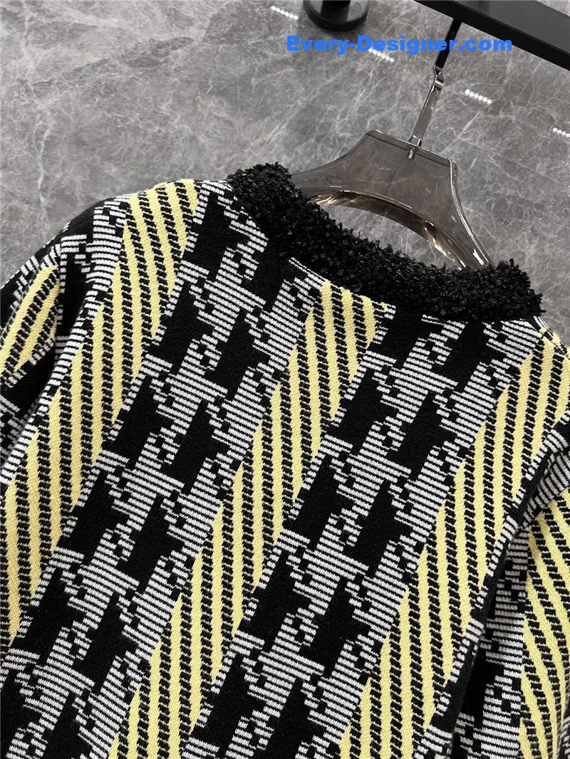 Ch**el color block knitted cardigan jacket replica d&g clothing