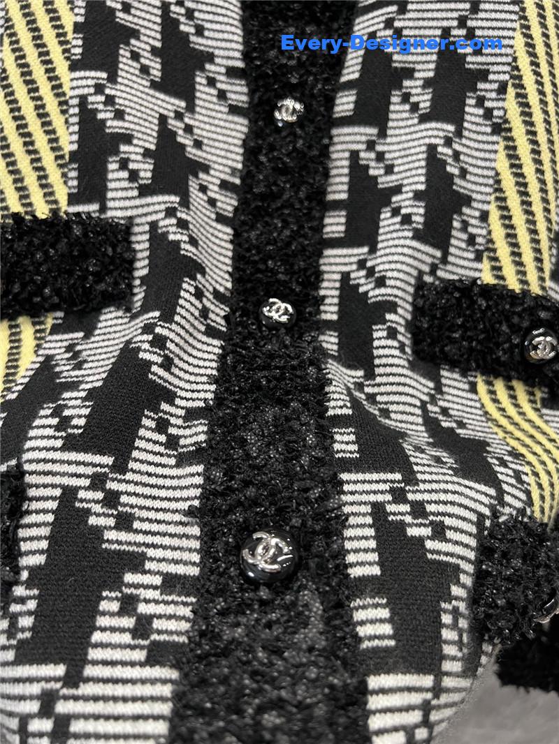 Ch**el color block knitted cardigan jacket replica d&g clothing