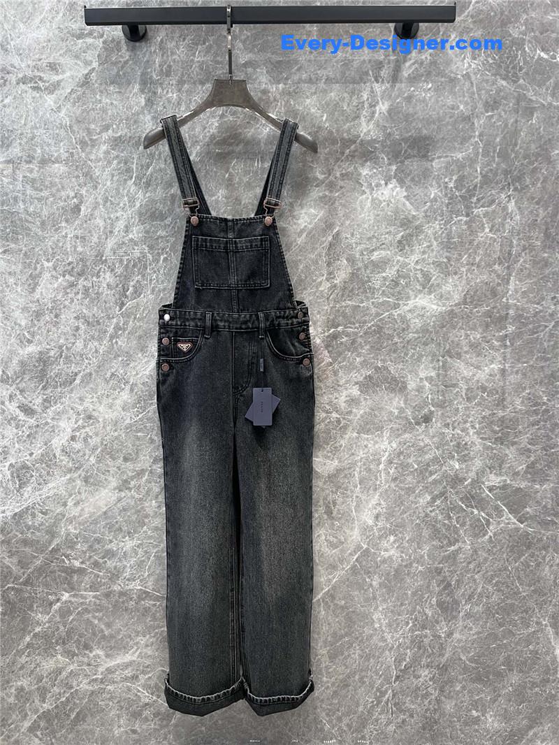 Pra*a triangle logo denim overalls replica clothing sites