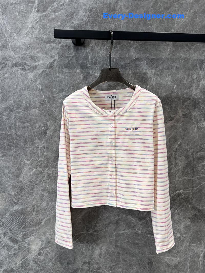 M1um1u striped single-breasted small coat replica designer clothes