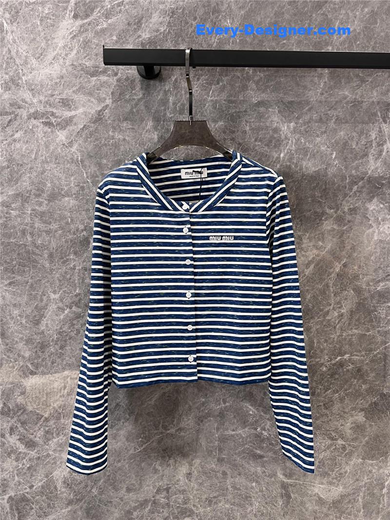 M1um1u striped single-breasted small coat replica designer clothes
