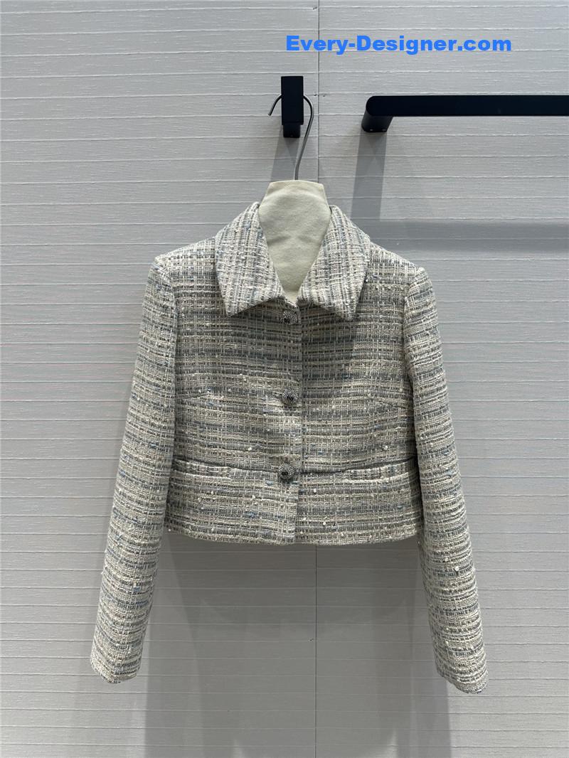 Va1e*ntin0 colorful blue sequin tweed small jacket replica clothes