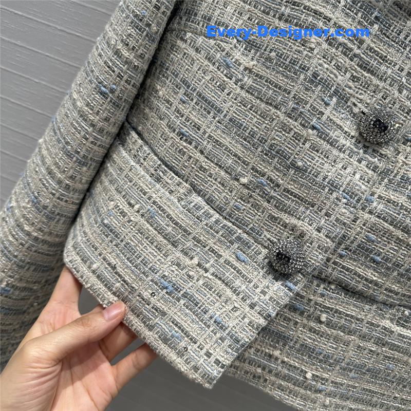 Va1e*ntin0 colorful blue sequin tweed small jacket replica clothes