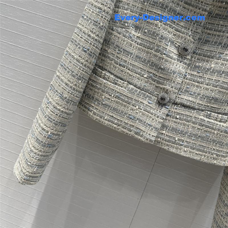 Va1e*ntin0 colorful blue sequin tweed small jacket replica clothes