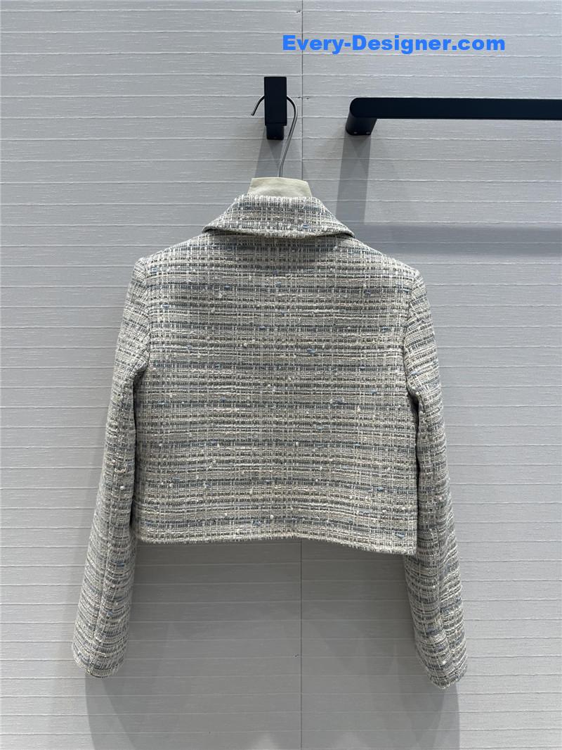 Va1e*ntin0 colorful blue sequin tweed small jacket replica clothes