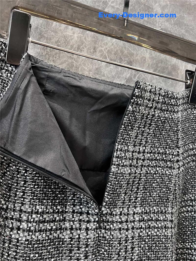 Ch**el grey plaid slub skirt replica clothing