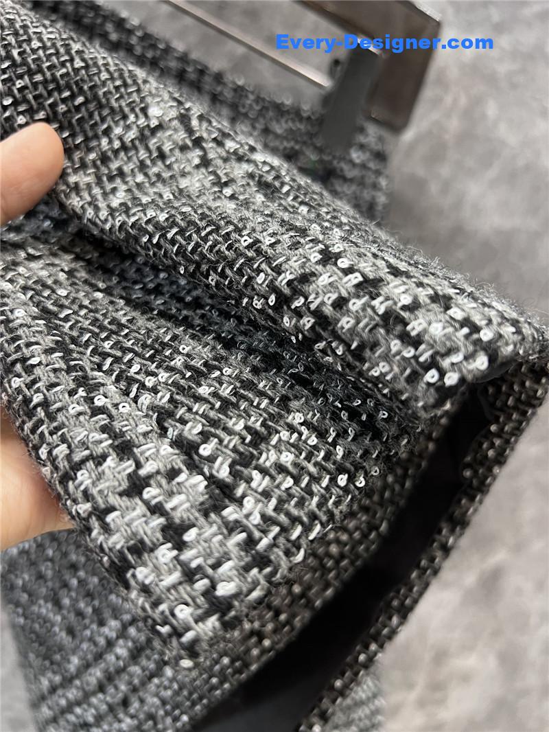 Ch**el grey plaid slub skirt replica clothing