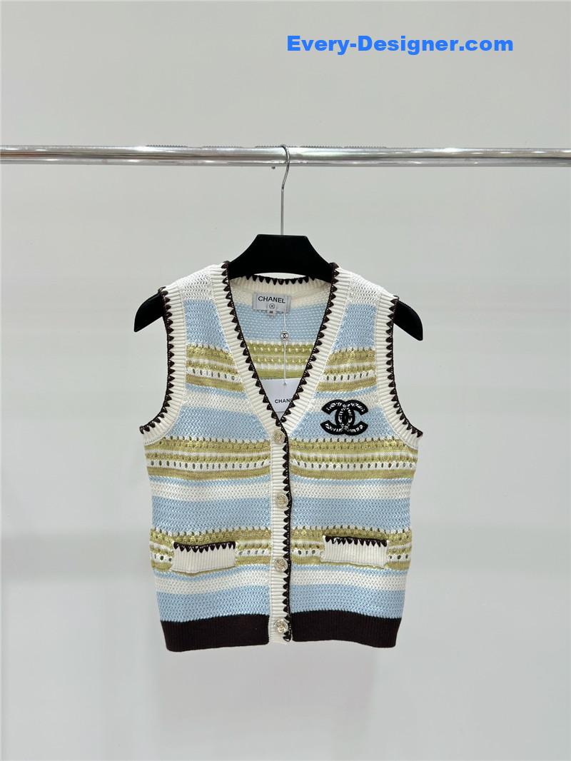 Ch**el knitted v-neck vest replica d&g clothing