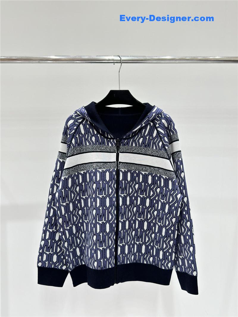 D10r jacquard knitted hooded cardigan replica designer clothes