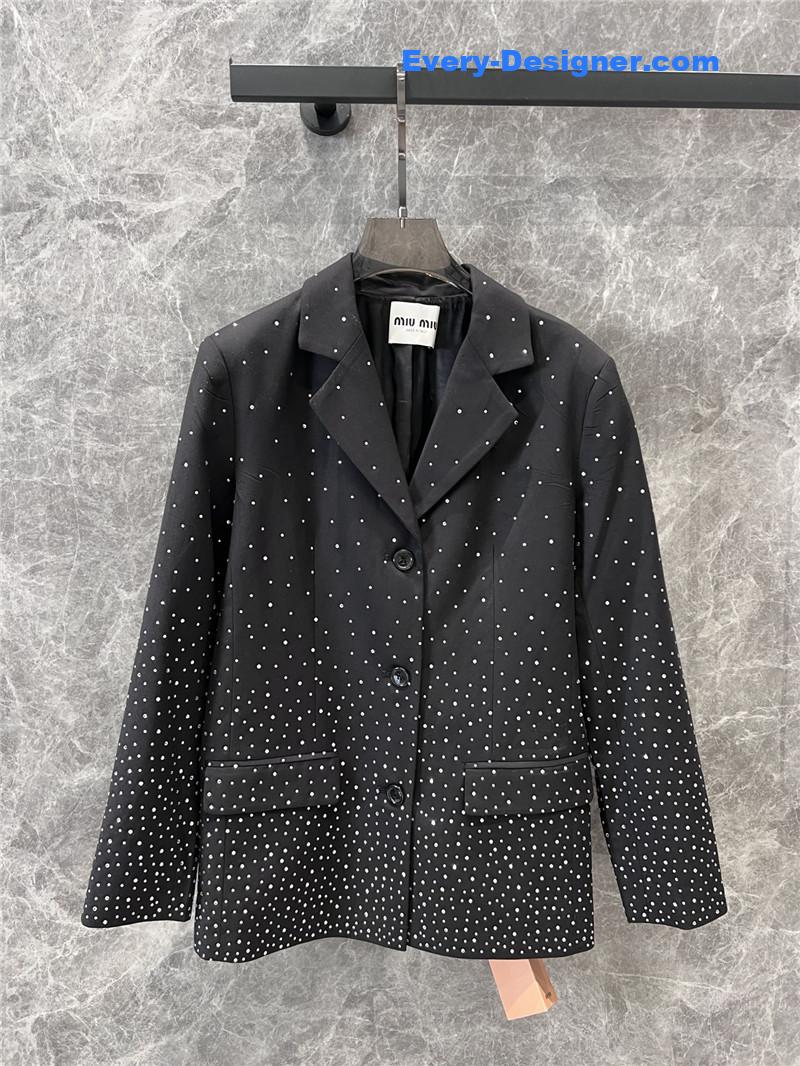 M1um1u starry rhinestone suit jacket replicas clothes