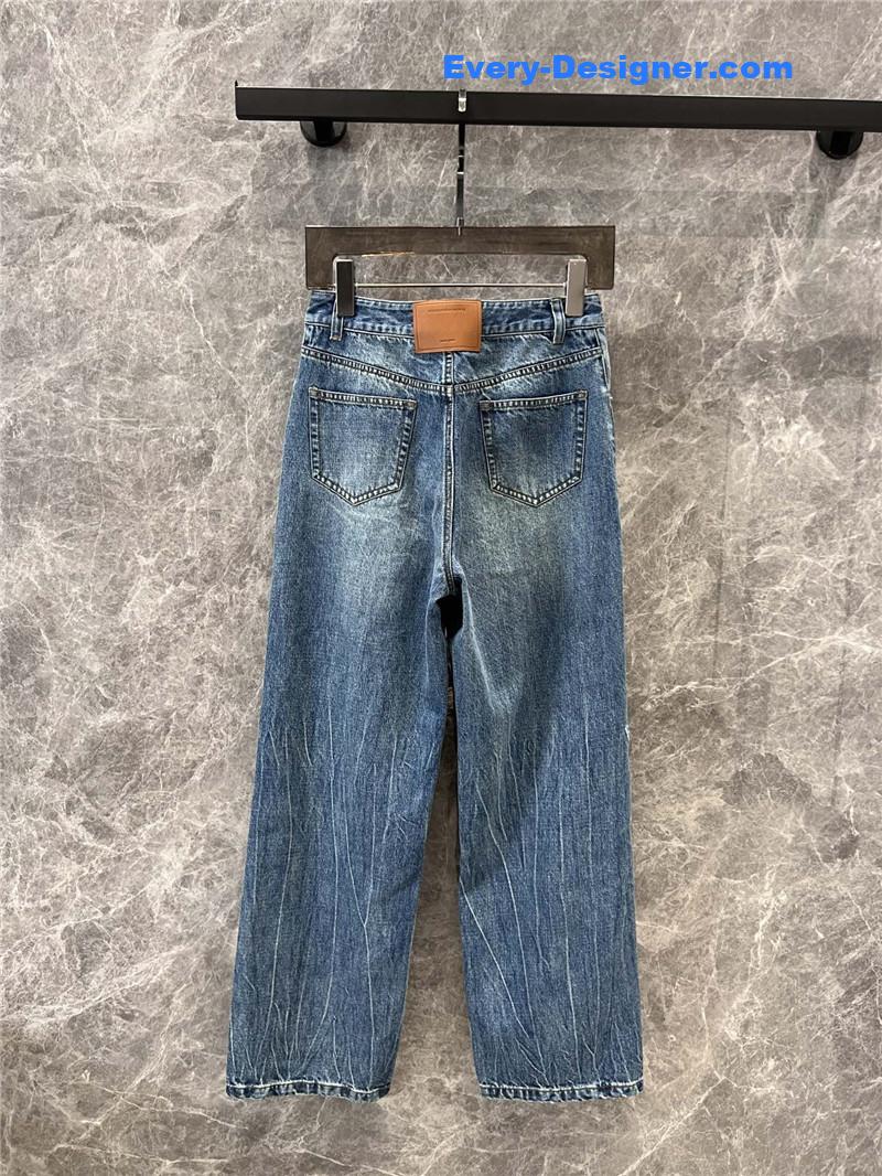 A1exa*der wang distressed logo denim trousers replica clothing