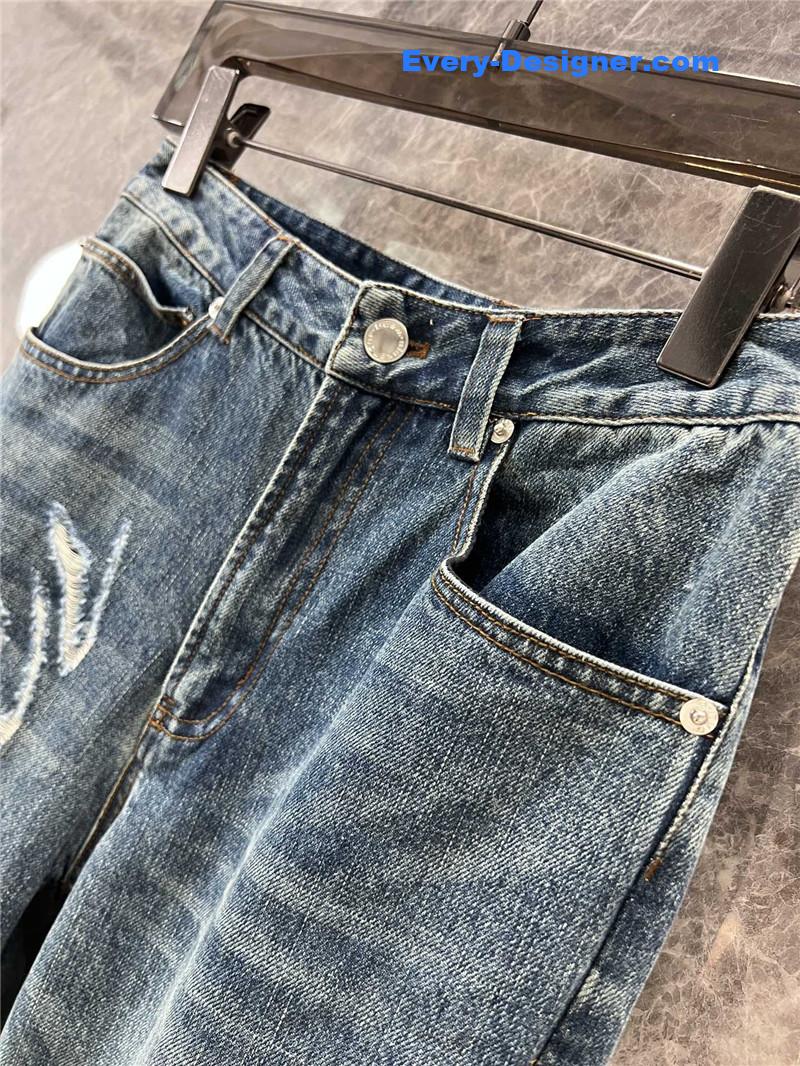 A1exa*der wang distressed logo denim trousers replica clothing
