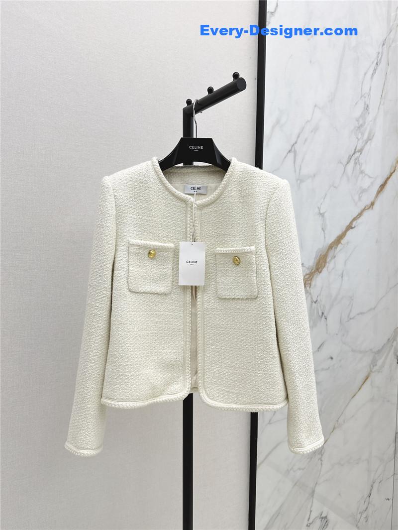 Ce1i*e cream white woven coat replica designer clothes