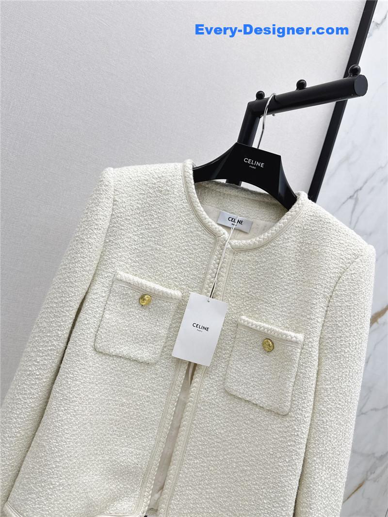 Ce1i*e cream white woven coat replica designer clothes
