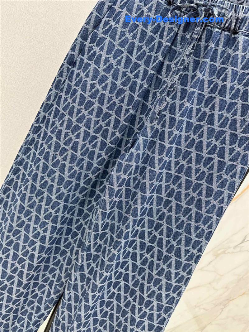 Va1e*ntin0 v jacquard denim trousers replica clothing sites