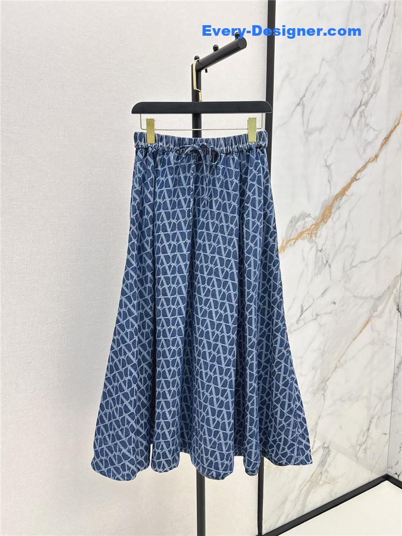 Va1e*ntin0 v jacquard denim long skirt replica d&g clothing