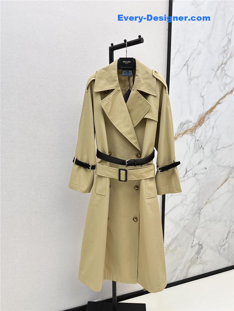 Pra*a waisted long trench coat replica clothing sites