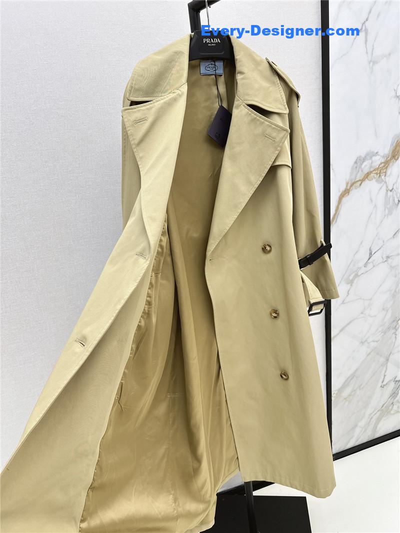 Pra*a waisted long trench coat replica clothing sites