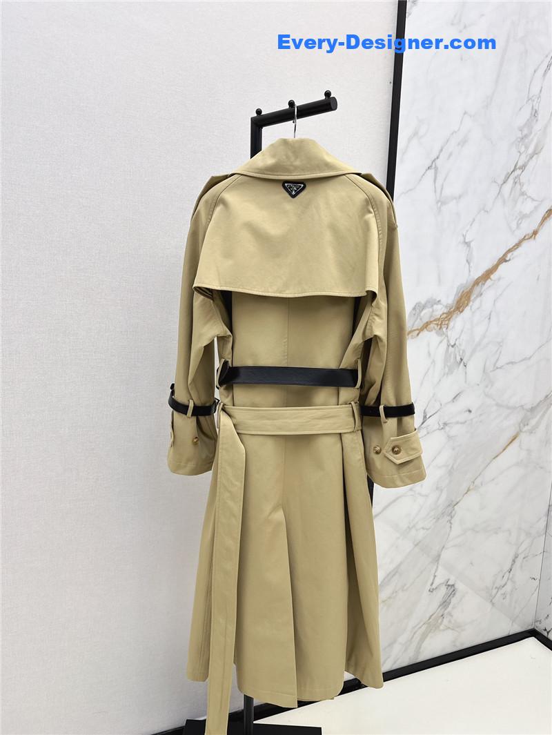 Pra*a waisted long trench coat replica clothing sites