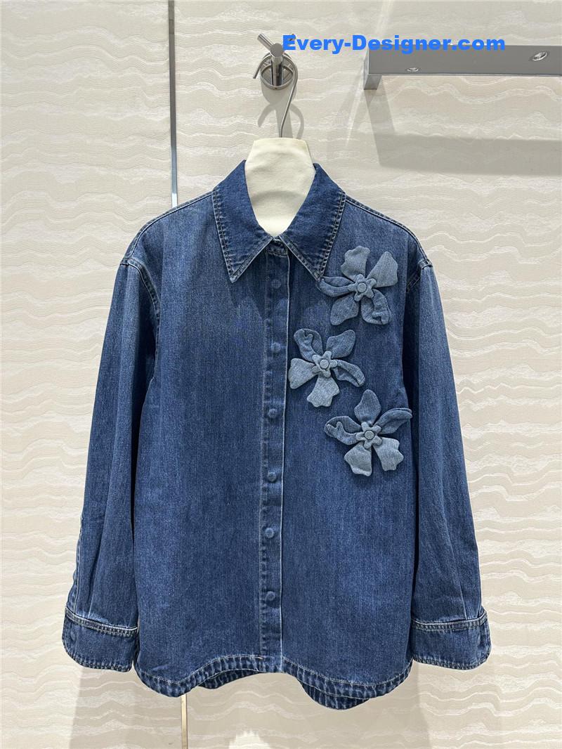 Va1e*ntin0 3d floral denim shirt jacket replica clothes