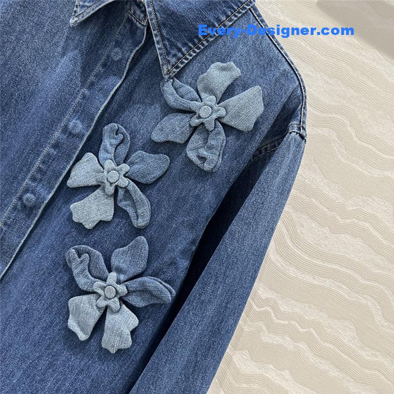 Va1e*ntin0 3d floral denim shirt jacket replica clothes